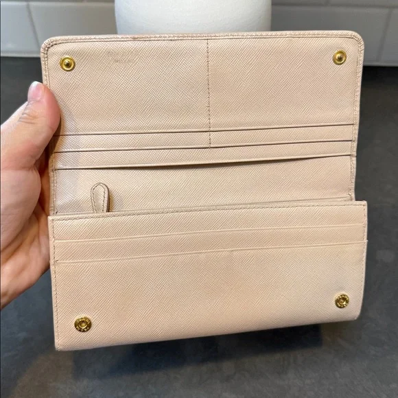 PRADA Saffiano leather wallet nude peach color